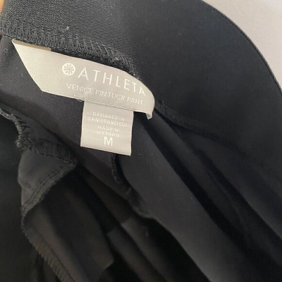 Athleta Venice Black Ponte Knit Pintuck Front Seam Pants Medium - Picture 7 of 8